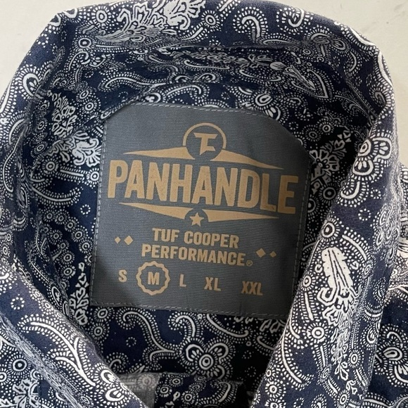 Panhandle Tuf Cooper Performance Blue Paisley Print Button Up Shirt Western - Picture 4 of 6